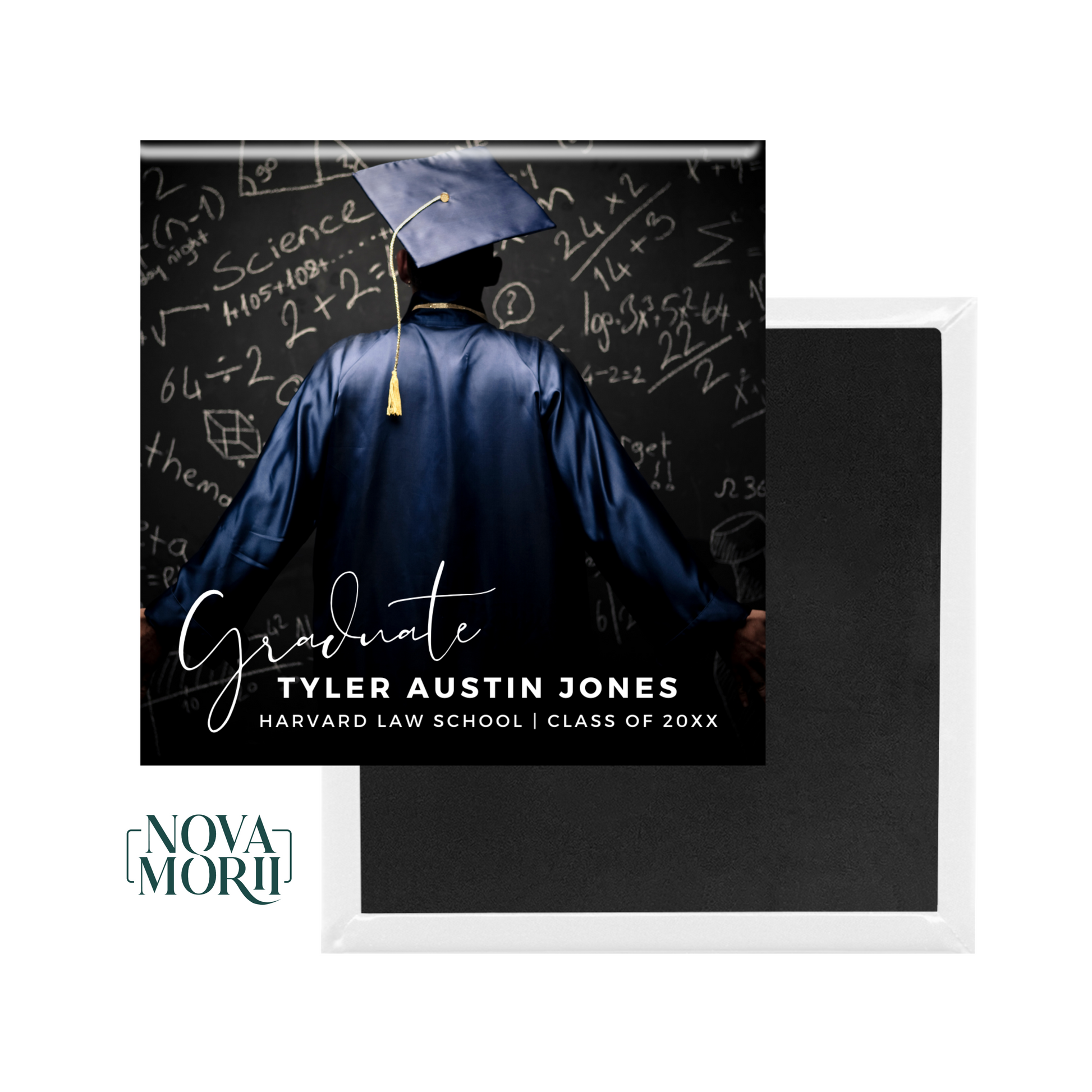Custom graduation photo magnet with graduate name and class year